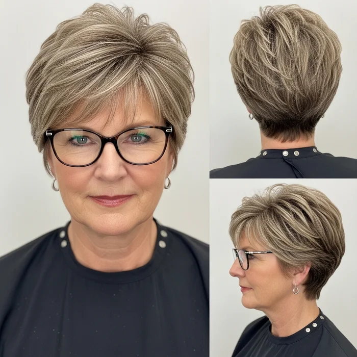 Pixie Haircut Over 50 With Glasses