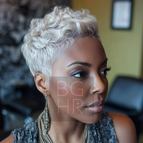Platinum Textured Pixie with Tapered Sides
