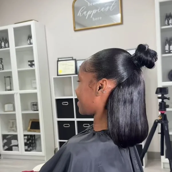Playful Half-Up Space Buns with Defined Curls