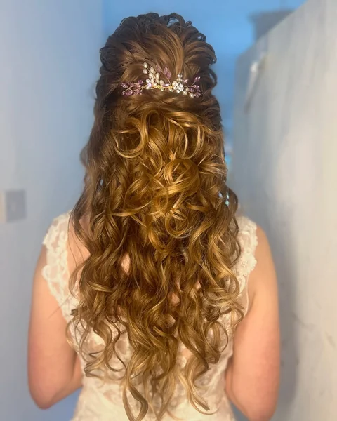 Polished Honey-Gold Curls with Amethyst Crystal Vine