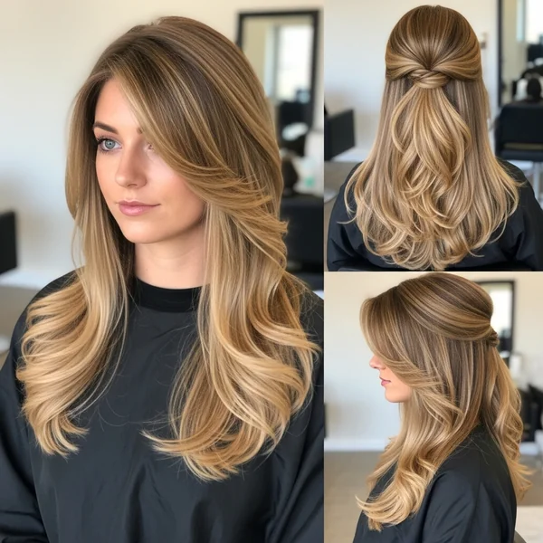 Prom Hairstyles for Thick Long Hair Half Up Half Down