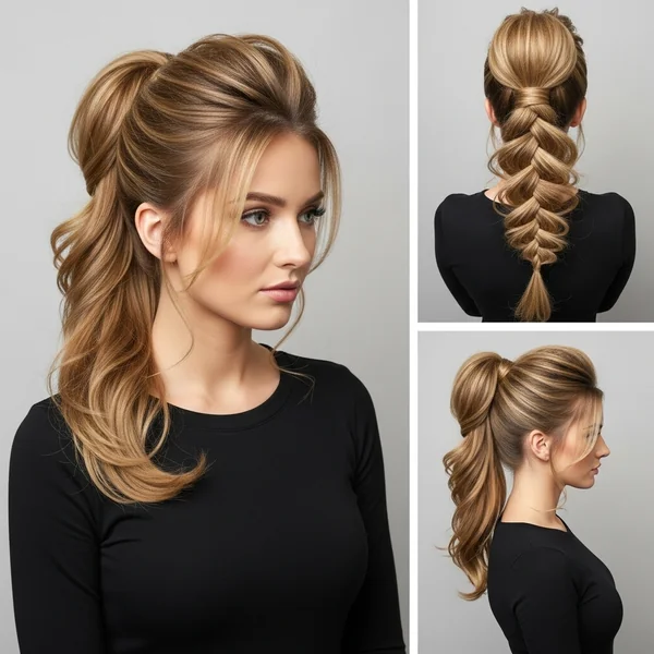 Prom Ponytail Hairstyles High With Braid