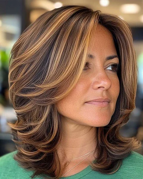 Radiant Copper Curly Shag with Ringlet Bangs