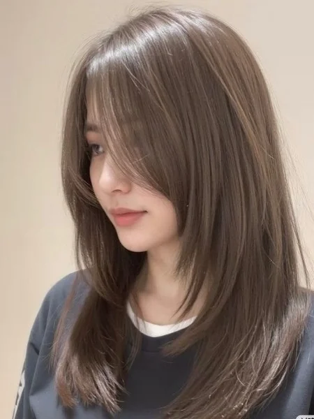 Radiant Copper Shag with Spiraled Bottleneck Bangs