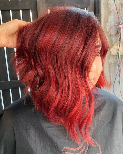 Radiant Crimson A-Line Shoulder Length Bob