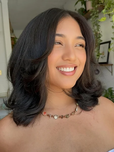 Radiant Golden Blonde Shag with Wispy Fringe