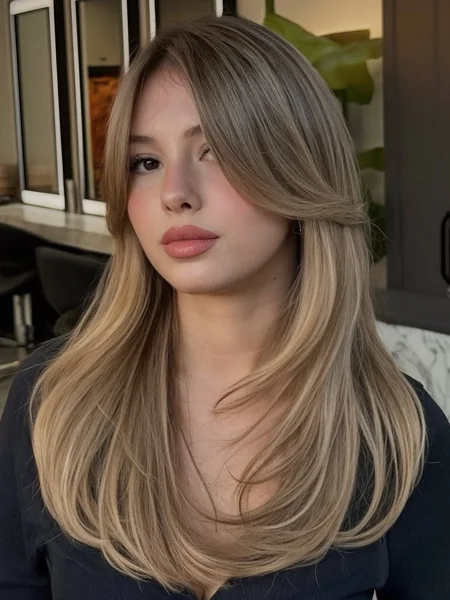 Radiant Golden Copper Shag with Feathery Winged Bangs