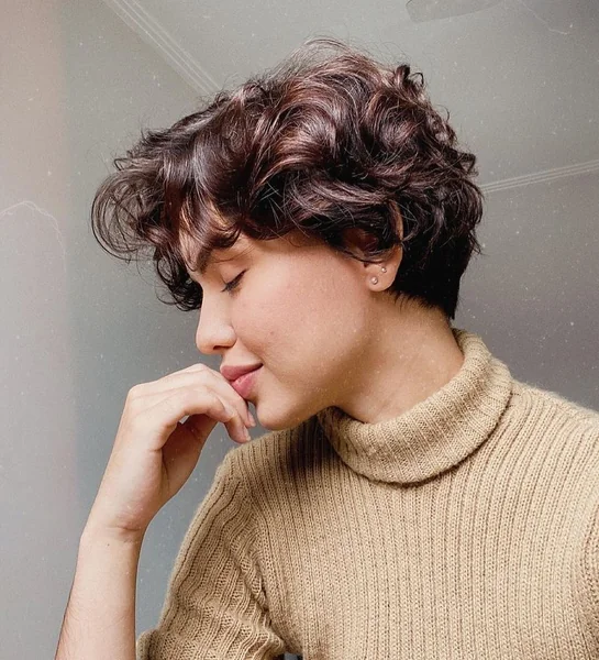 Raven Shaggy Pixie with Soft Curled Bangs