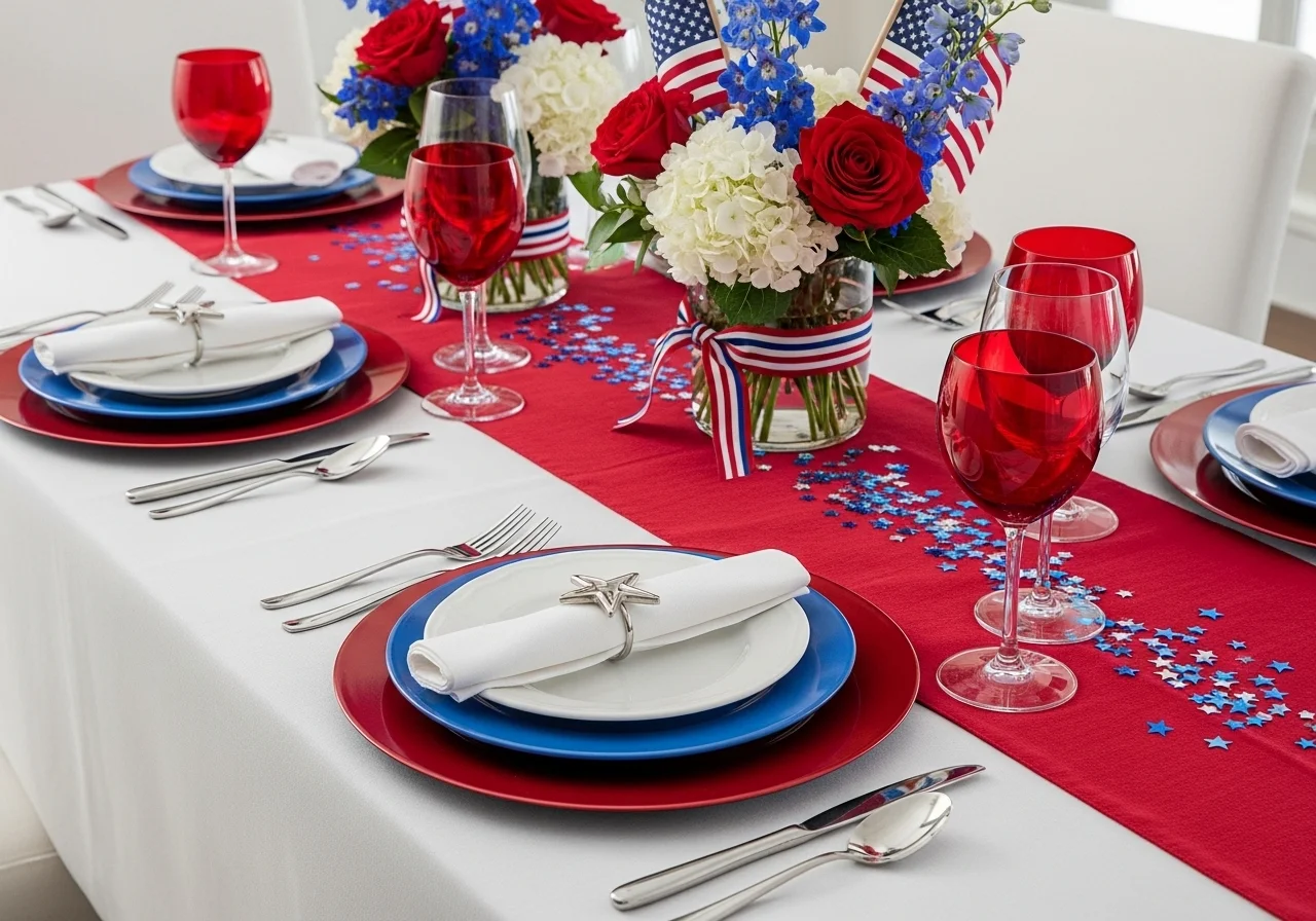 Explore Memorial Day decoration ideas for a patriotic celebration. Simple, stylish red white and blue decor tips for home, parties, and outdoor setups.