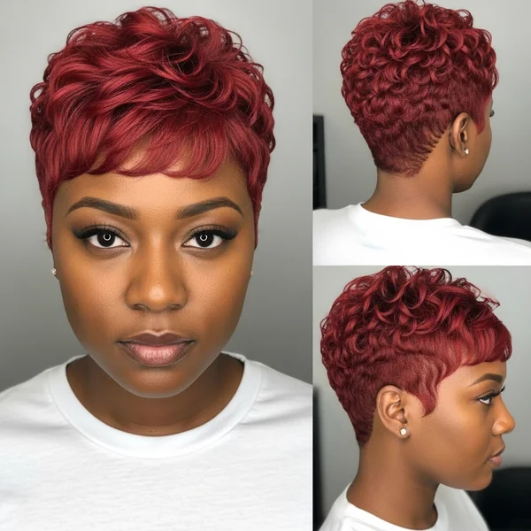 Red Pixie Haircut for Black Women