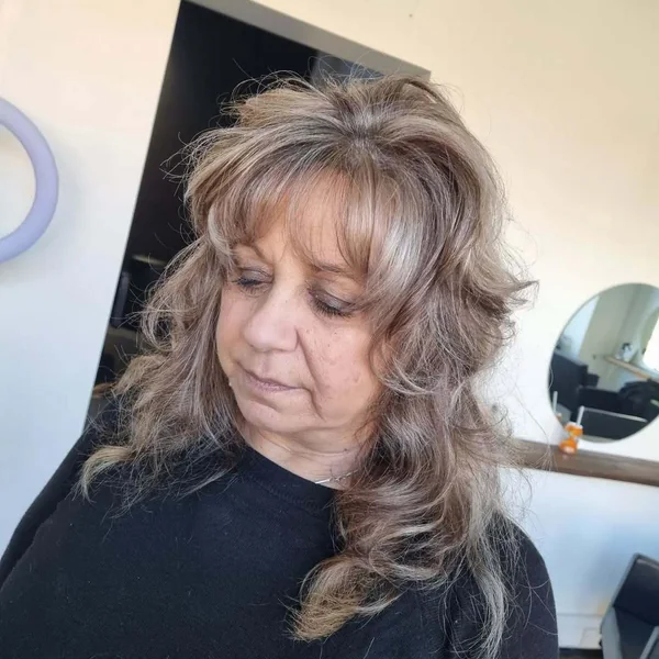 Rich Brunette Shag with Soft, Blended Fringe
