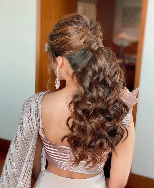 Romantic Braided Half-Up Ponytail with Wavy Texture