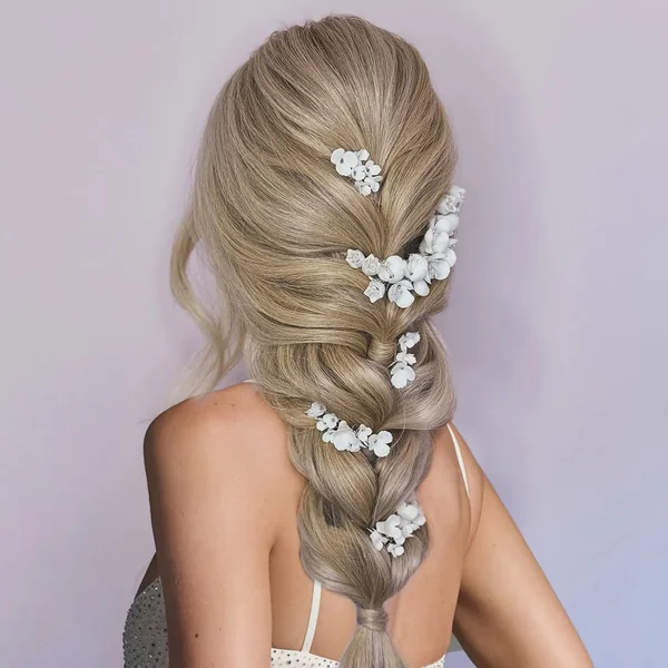 Romantic Tousled Updo with Curtain Bangs
