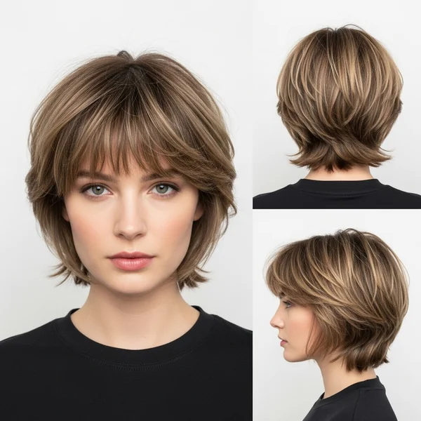 Short Butterfly Haircut With Wispy Bangs