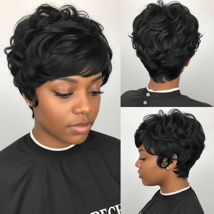 Short Haircut Bob Pixie Undercut For Curly Wavy Hair