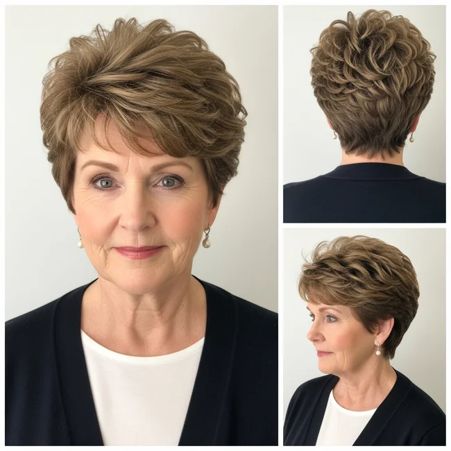 Curly short pixie hairstyle