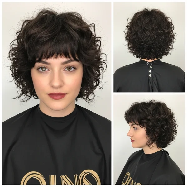 short curly haircuts with bangs round face