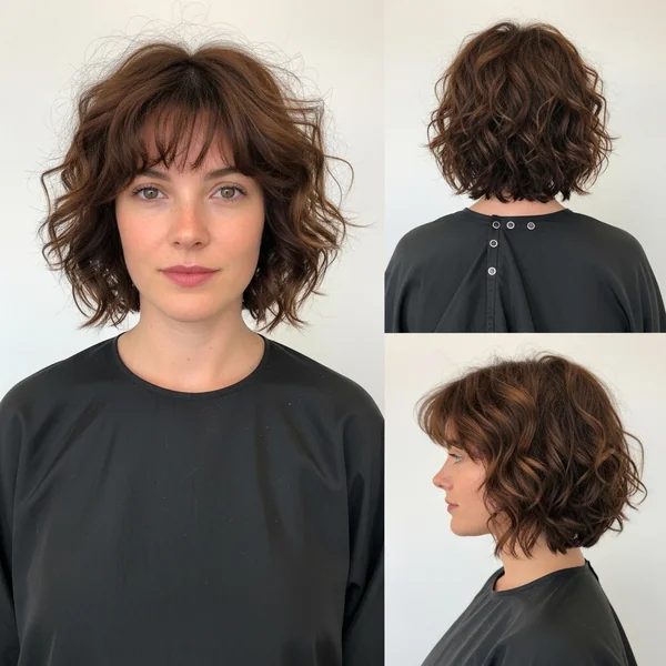 Short Layered Curly Haircuts Messy Bob