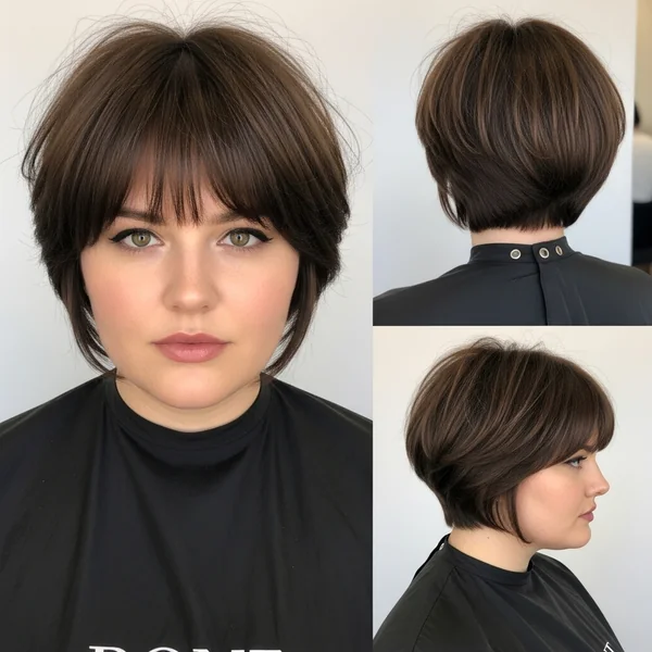 Short Layered Haircuts With Bangs Chubby