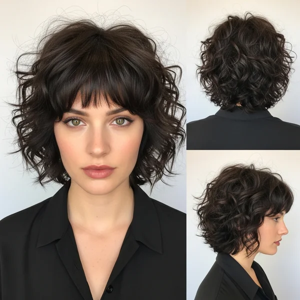 Short Layered Haircuts With Bangs Curly