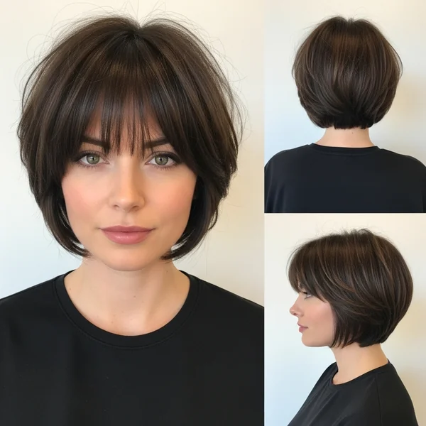 Short Layered Haircuts With Bangs Round Face
