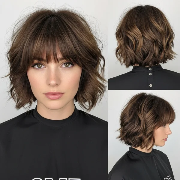 Short Layered Haircuts With Bangs Wavy