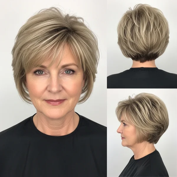 short stacked bob haircut over 50