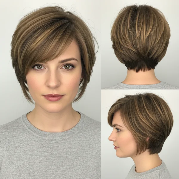 short stacked layered bob haircut fine hair