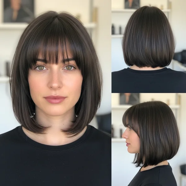 Shoulder Length Bob Haircut With Bangs