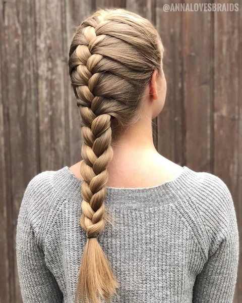 Sleek, Tight Blonde Dutch Braid Ponytail