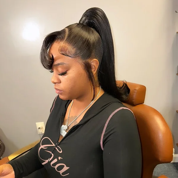 Sleek High Ponytail with Icy White Money Piece