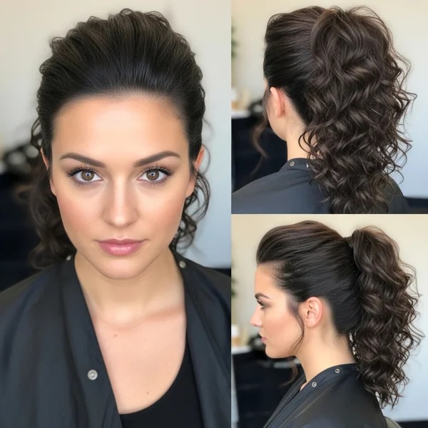 Slick Back Curly Ponytail