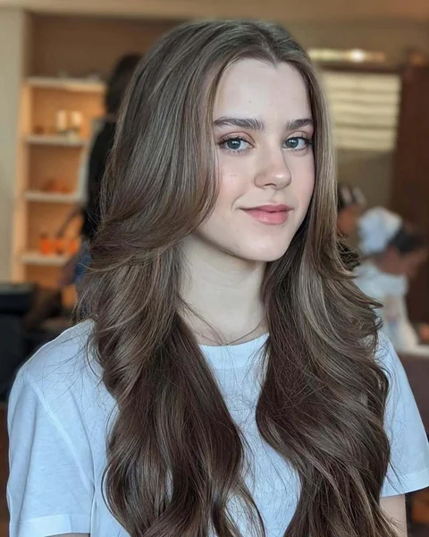 Smooth, Polished Long Layers with Face Frame