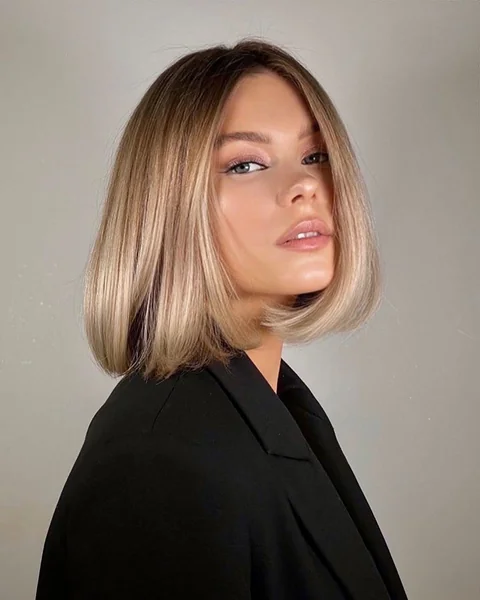 Sophisticated Mushroom Brown Bob with Tucked Ends