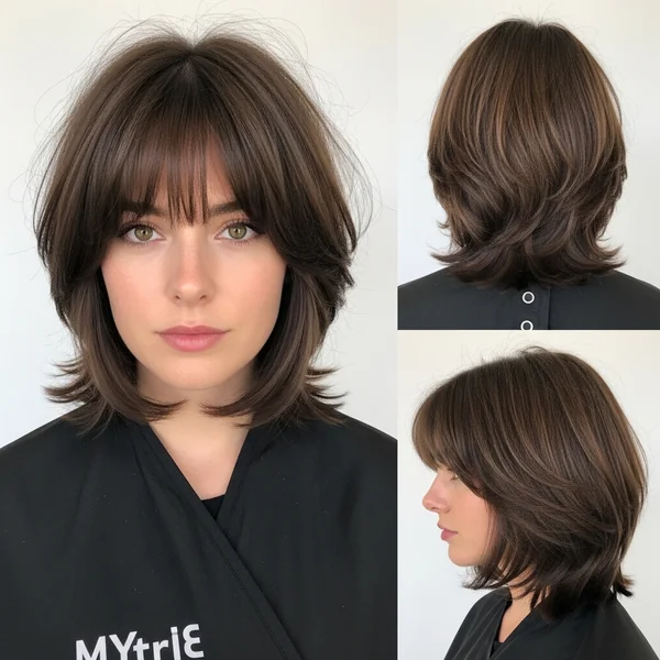 stacked bob haircut with bangs