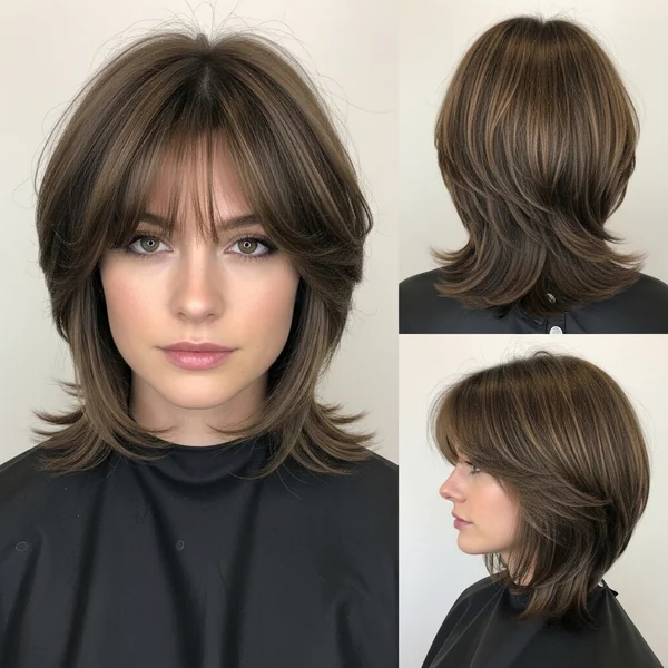 stacked bob haircut with bangs layered