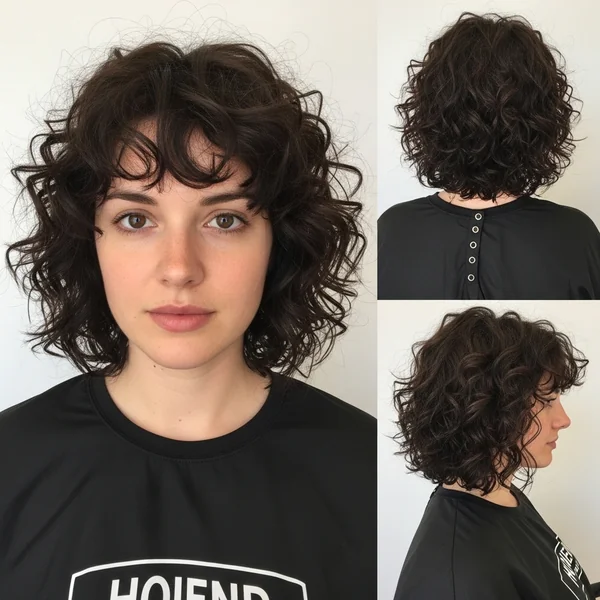 stacked curly bob haircut