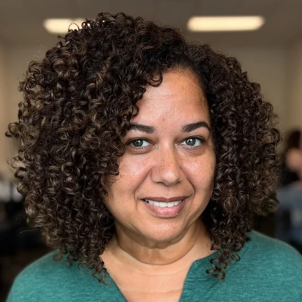 Tapered Brunette Ringlets with Bangs
