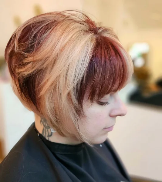 Two-Toned Stacked Bob with Wispy Full Bangs