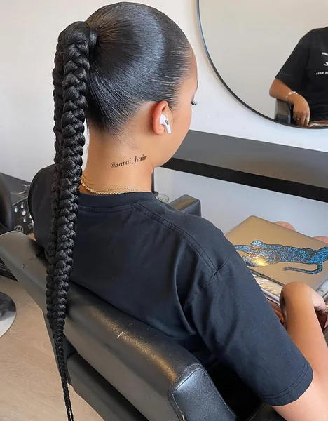 Ultra-Sleek High Braid Ponytail with Dramatic Length