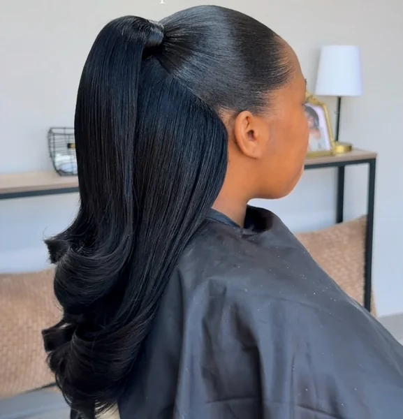 Ultra-Slick High Ponytail with Voluminous Ends