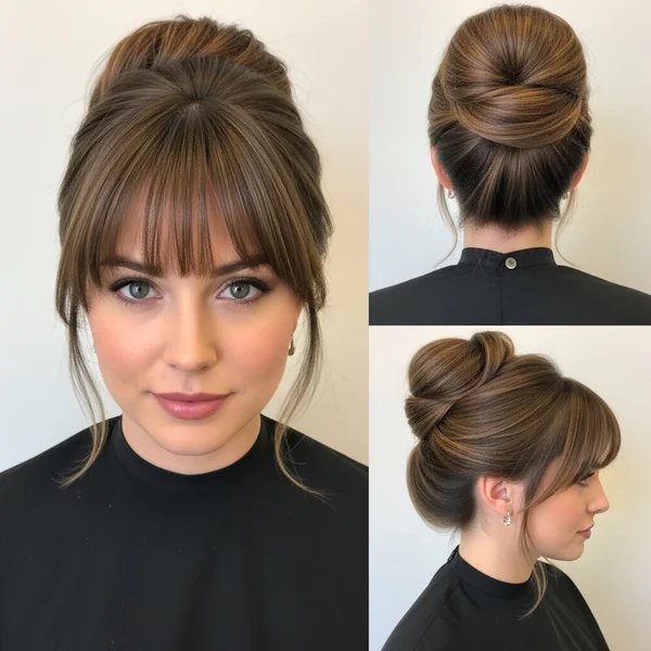 Updo Bun with Bangs
