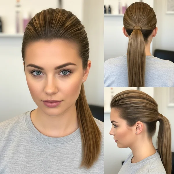 V Part Slick Back Ponytail