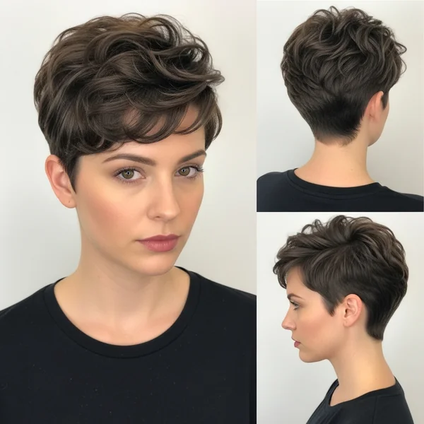 Very Short Pixie Haircut Shaved Sides Curly Hair