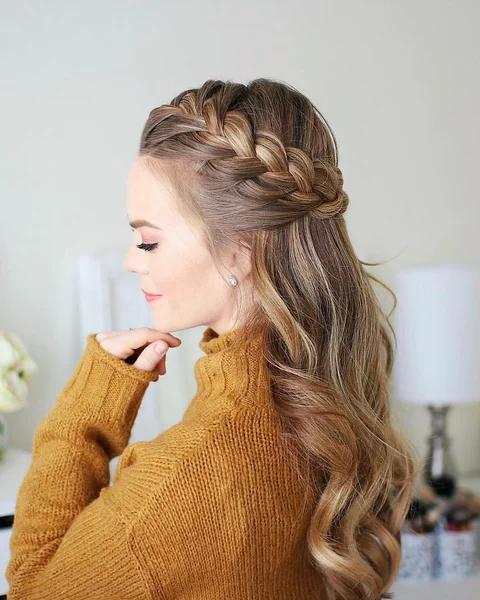 Voluminous Double Dutch Braid Half-Up Style