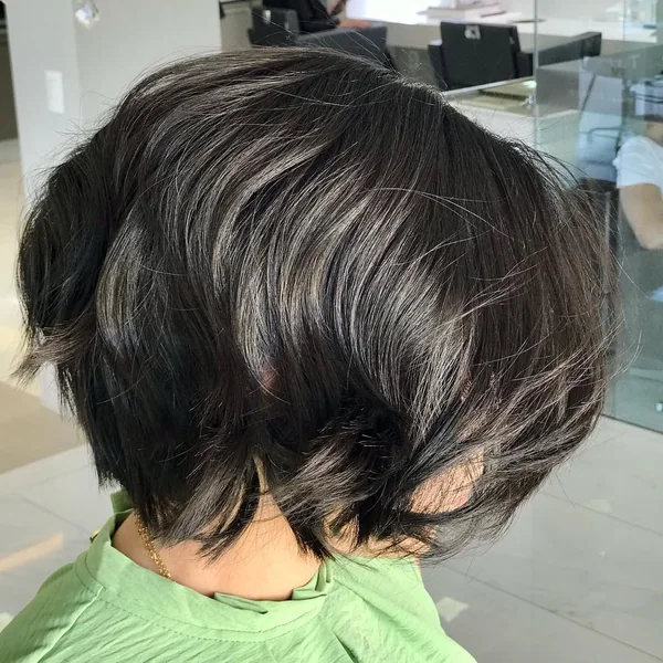 Voluminous Salt and Pepper Inverted Shag