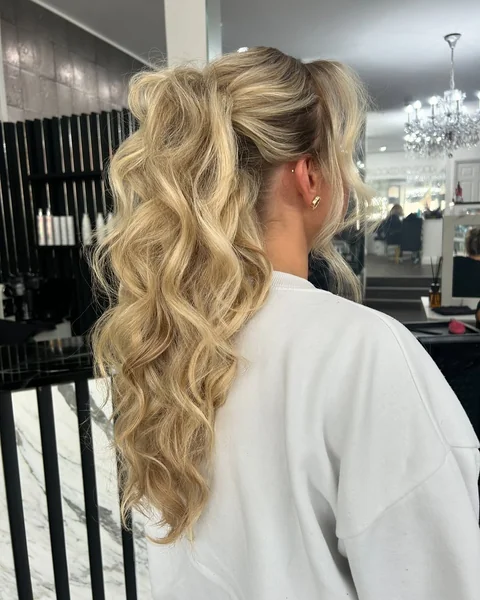 Voluminous Wavy High Ponytail for Thick Hair
