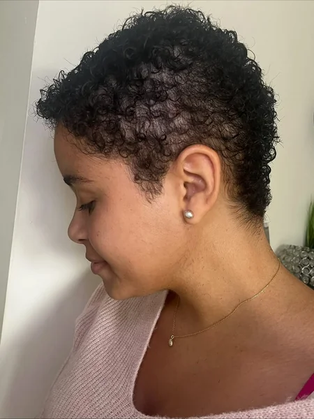Warm Chestnut Pixie with Tapered Nape and Ringlets