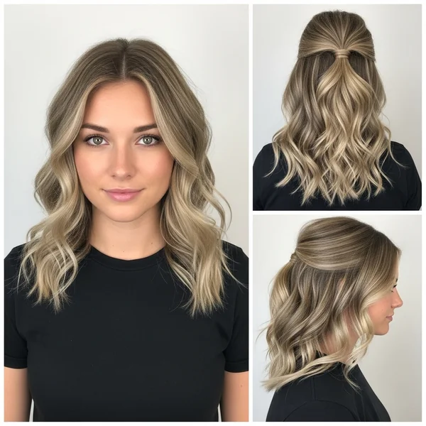 Wavy Hairstyles Medium Half Up