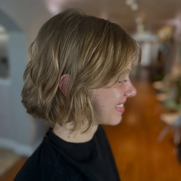 Wavy Espresso Layered Bob with Choppy Fringe